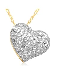 10k Yellow Gold Pave Heart Diamond Pendant Necklace (2/5 cttw, I-J Color, I2-I3 Clarity), 18"