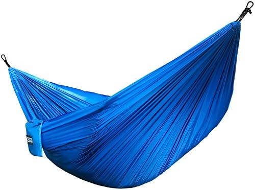 SPORTS KENZIE Ultralight Parachute Nylon Lightweight Portable Outdoor Single Camping Hammock (Blue/Navy Color)