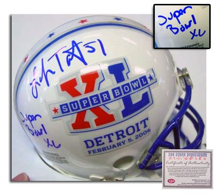 Lofa Tatupu Seattle Seahawks Autographed Super Bowl XL Mini Helmet with Inscription