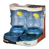 Petmate Le Bistro 5-Pound Feeding and 1-Gallon Watering System with Microban, Peacock Blue