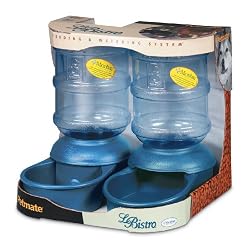 Petmate Le Bistro 5-Pound Feeding and 1-Gallon Watering System with Microban, Peacock Blue
