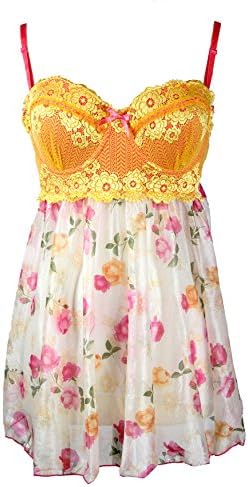 Popsi Lingerie Women's Plus Size Floral Babydoll Lingerie (3X)