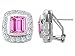 7.50 cts 925 Sterling Silver 14K White Gold Plated Lab Created Emerald Cut Pink Sapphire Earrings