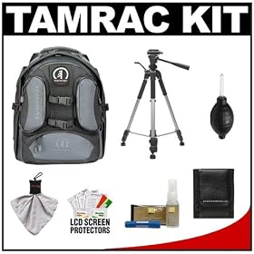 Tamrac 5585 Expedition 5x Digital SLR Photo Backpack (Gray/Black) + Tripod + Nikon Cleaning Kit for Nikon D3100, D3200, D5000, D5100, D7000, D700, D800, D4 Digital SLR Cameras