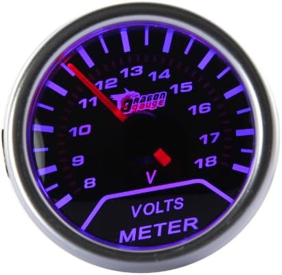 TabStore 2" 52mm Tint Lens LED Light Display Car Motor Voltage Gauge Meter 8-18V Reads, DC 12V Power Supply