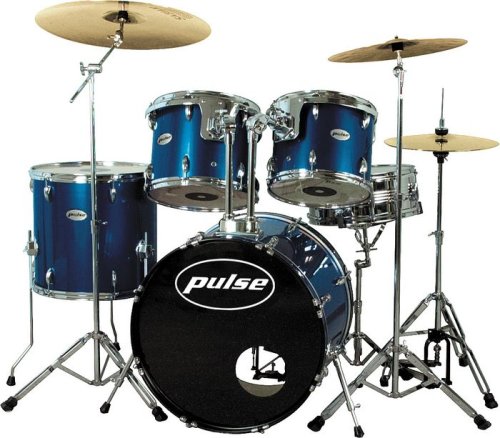 Childrens Toyshop  Musical Instruments : Pulse Pro 5-Piece Drum Set with Cymbals, Blue Metallic