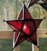 Etched Glass Star Candleholders -RED- with Flameless, Smokeless, Flickering Tealight