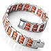 INBLUE Men's Stainless Steel Rubber Bracelet Link Wrist Silver Tone Orange Rectangular