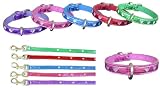 12 Small pink heart leather dog collar