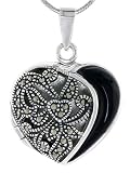 Heirloom Quality Sterling Silver Marcasite Heart Locket.
