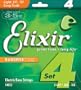 Elixir Strings Electric Bass Strings, 4-String, Light, Long Scale NANOWEB Coating