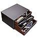HOMETEK Multi-functional 3 Drawer Leather Desk Organizer File Cabinet Office Supplies Desktop Storage Jewelry Organizer Box with Drawer (Brown)