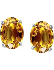 Tommaso Design (tm) Oval 8x6mm Genuine Citrine Earring Studs