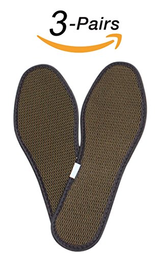 Scheppend Bamboo Charcoal Deodorant Mesh Insoles Sweat-absorbent Shoe Pads,3 Pairs