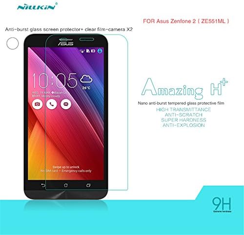 Asus Zenfone 2 5.5 inch Screen Protector,Nillkin Amazing H+ Nanometer Anti-Explosion Tempered Glass Screen Protector Protective Film in Retail Packing Box for Asus Zenfone 2(ZE551ML/ZE550ML)