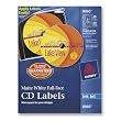 AVERY CD LABELS MATTE WHITE FULL FACE LABELS