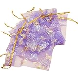1 X Click Down 100pcs Butterfly Purple Organza Drawstring Pouches Jewelry Party Wedding Gift Bags 10*12cm