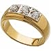 1/3Ct. T.W. Round Brilliant Cut Diamonds, 14Kt. Two Tone Gold. Three Stone Men's Diamond Ring
