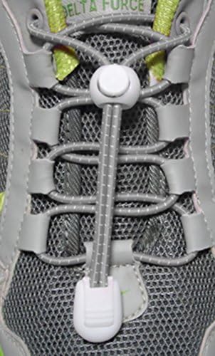 Elastic No-Tie Shoelaces For Running, Biking, Hiking - Great for Kids, Men &amp; Women - The Ultimate Shoelace Replacement - Never Tie Shoelaces 100% Satisfaction Guarantee (Grey)