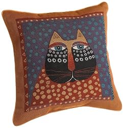 Laurel Burch 18-inch Dotted Cat Square Pillow