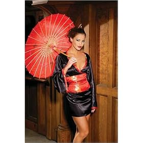 Japanese Doll! Costume Includes a Silky Satin Dress and Tapestry Sash (shown with Parasol 9423 sold separate not included) Sizes Small/Medium, Medium/Large, 1X2X or 3X4X in Black