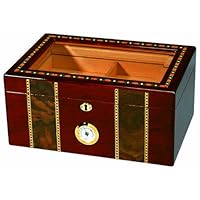 Quality Importers Pompeii 100 Cigar Glasstop Humidor, Cherry