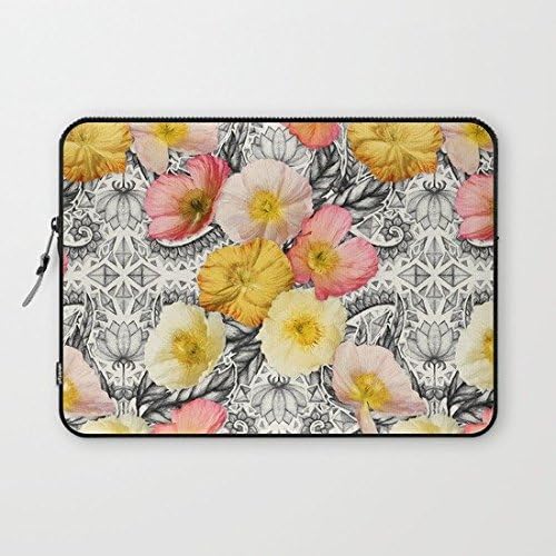 Collage of Poppies and Pattern Laptop Sleeve by 11 Inch