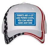 FERRETS ARE A LOT LIKE POTATO CHIPS, YOU CAN NEVER HAVE JUST ONE USA Flag Hat / Baseball Cap