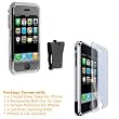 Apple iPhone 1st Gen (NOT for iPhone 3G) PDA Accessory Bundle Kit - Transparent Clear Crystal Snap On Cover Case with Belt Clip + Body Screen LCD Protector Film Guard with Bonus Cleaning Cloth By Bargaincell