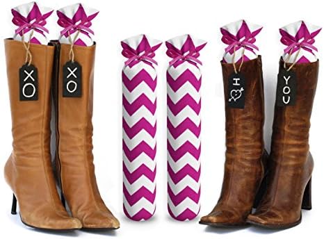 My Boot Trees, Boot Shaper Stands for Closet Organization. Many Patterns to Choose from. 1 Pair. (Pink Chevron (Solid Ribbon))