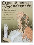 Poster Advertising Schaerbeek's Artistic Circle, Fifth Annual Exhibition, Galerie Manteau, 1897 Giclee Poster Print by Privat Livemont, 18x24