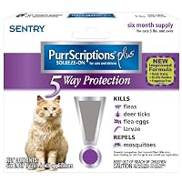 Sentry PurrScriptions Plus Flea and Tick Squeeze-On Cat Over 5-Pound 6 Dose