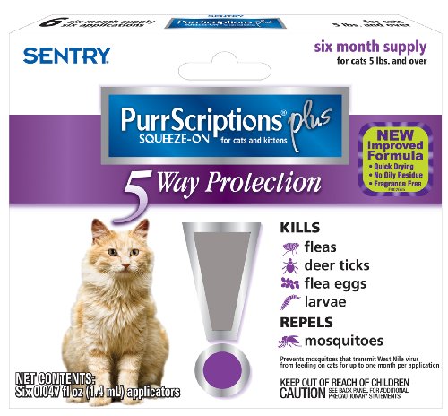 Sentry PurrScriptions Plus Flea and Tick Squeeze-On Cat Over 5-Pound 6 Dose