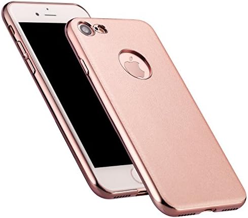 AmazingBull (TM) iPhone 7 (4.7 inch) Ultra-thin leather hard case with embedded metallic tablet, nanometer electroplating frame, classic design Apple iPhone 7 (2016) (Rose Gold)