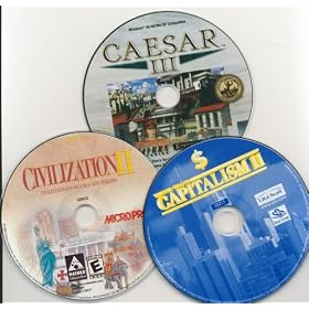 Lot 3 CD Capitalism II, Civilization 2, Caesar III PC Vista XP Sim City Computer Simulation Games Trevor Chan's