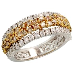 14k 2-Tone (Yellow & White) Gold Ladies' Diamond Ring, w/ 1.15 Carats Brilliant Cut Diamonds, 5/16" (8mm) wide