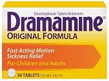 Dramamine Motion Sickness Relief, Original Formula, Fast Acting, (50 mg), 36-Count Tablets (Pack of 2)