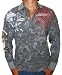 ED HARDY by Christian Audigier Mens Tattoo Skull Roses Collar Long Sleeve Polo Shirt Gray