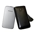 Original Suncase Tasche fuer / Samsung C3520 / Leder Etui Handytasche Ledertasche Schutzhuelle Case Huelle *Speziell - Lasche mit Rueckzugfunktion* In Schwarz