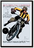 Framed Art Poster 20x30, Soccer on Motorcycle