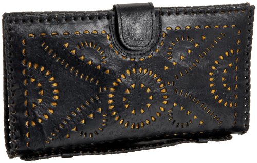 Cleobella Mexicana Hand-Tooled Clutch Wallet Black Painted
