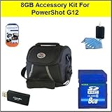 8GB Starters Accessory Kit For Canon PowerShot G12 Digital Camera Kit Inclu ....
