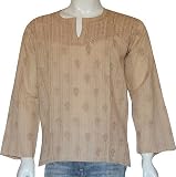 Mens Casual Cotton Shirt Kurta with Embroidery Size S