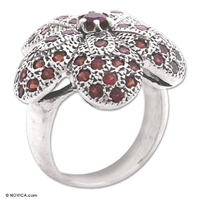 Garnet ring, 'Apple Blossom' 9.0 (US Ring Size) by NOVICA