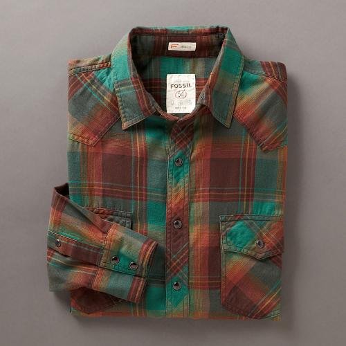 Best Price Fossil Hugo Plaid Western Shirt