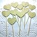 DOOXOO Handmade Glittery Gold Valentine/Love Heart Cupcake Toppers Set of 36