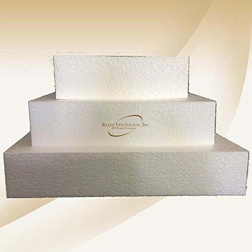 Shape Innovation - Square 2" Cake Dummy set - Set Of 3, Each 2" High By 6", 8", & 10" Round. High quality EPS foam. Perfect for wedding cakes, birthday cakes, display cakes, anniversary cakes.