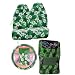 - 9 Piece Hawaiian Auto Interior Gift Set - Green Hawaii Hibiscus Floral Print: 2 Front Bucket Seat Cover, Steering Wheel Cover, 2 Shoulder Harness Pressure Relief Cover, 2 Front Floor Mat and 2 Rear Floor Mat - Green