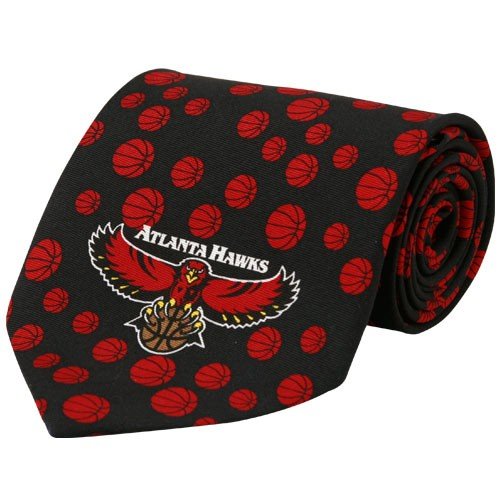 NBA Atlanta Hawks Black Basketball Print Silk Neck Tie