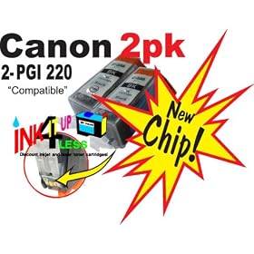 2pk Canon PGI-220 brand new compatible black ink(not remanufactured) Ink Cartridge With CHIP! (2) PGI 220 black. Fits Canon All-in-One Machines PIXMA MP620 PIXMA MP980 PIXMA MX860 **(PIXUS MP610)** Canon Photo Printers PIXMA iP3600 PIXMA iP4600.